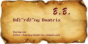 Bárány Beatrix névjegykártya