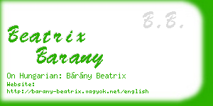 beatrix barany business card