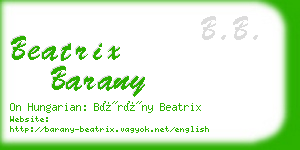 beatrix barany business card